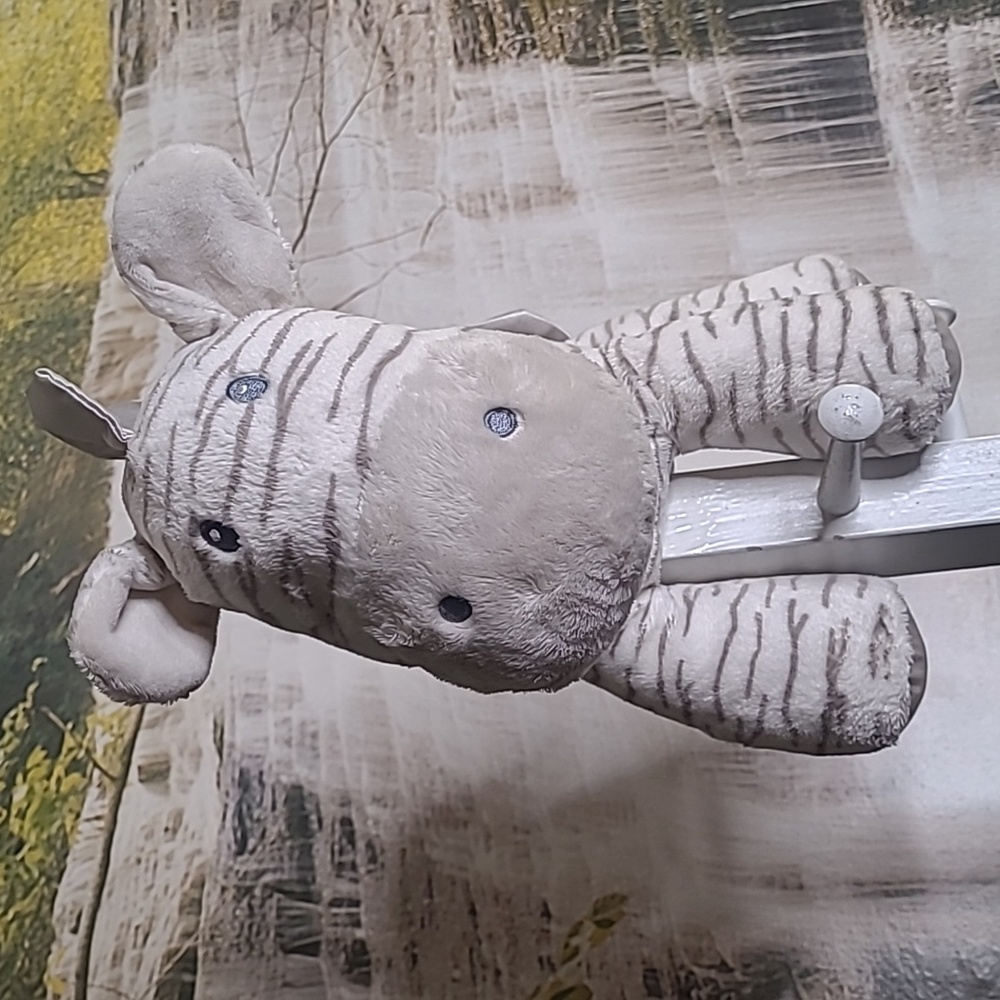 Baby Gund Plush Stuffed animal soft striped zebra cozy gray satin